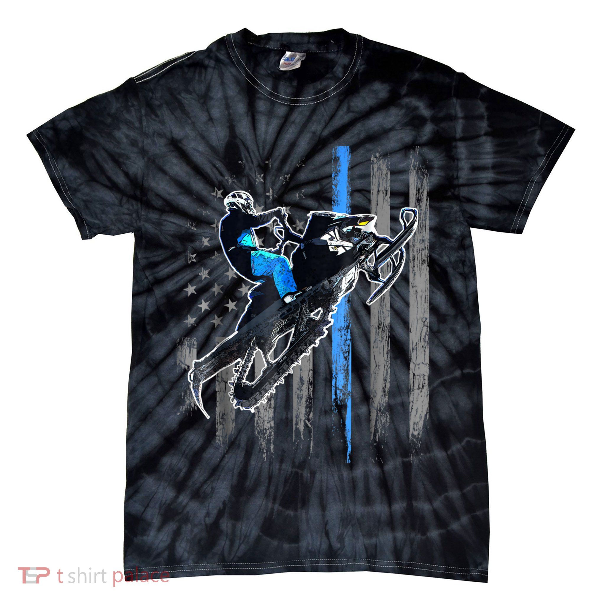 American Flag Snowmobile Shirt Men Snowmobile Riding Gift Tie-Dye T-Shirt