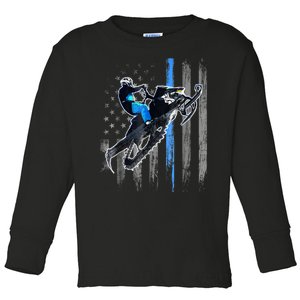 American Flag Snowmobile Shirt Men Snowmobile Riding Gift Toddler Long Sleeve Shirt