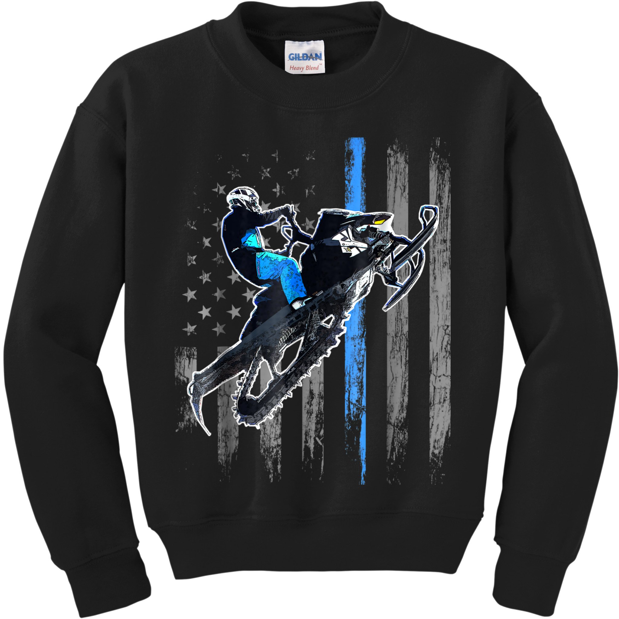 American Flag Snowmobile Shirt Men Snowmobile Riding Gift Kids Sweatshirt