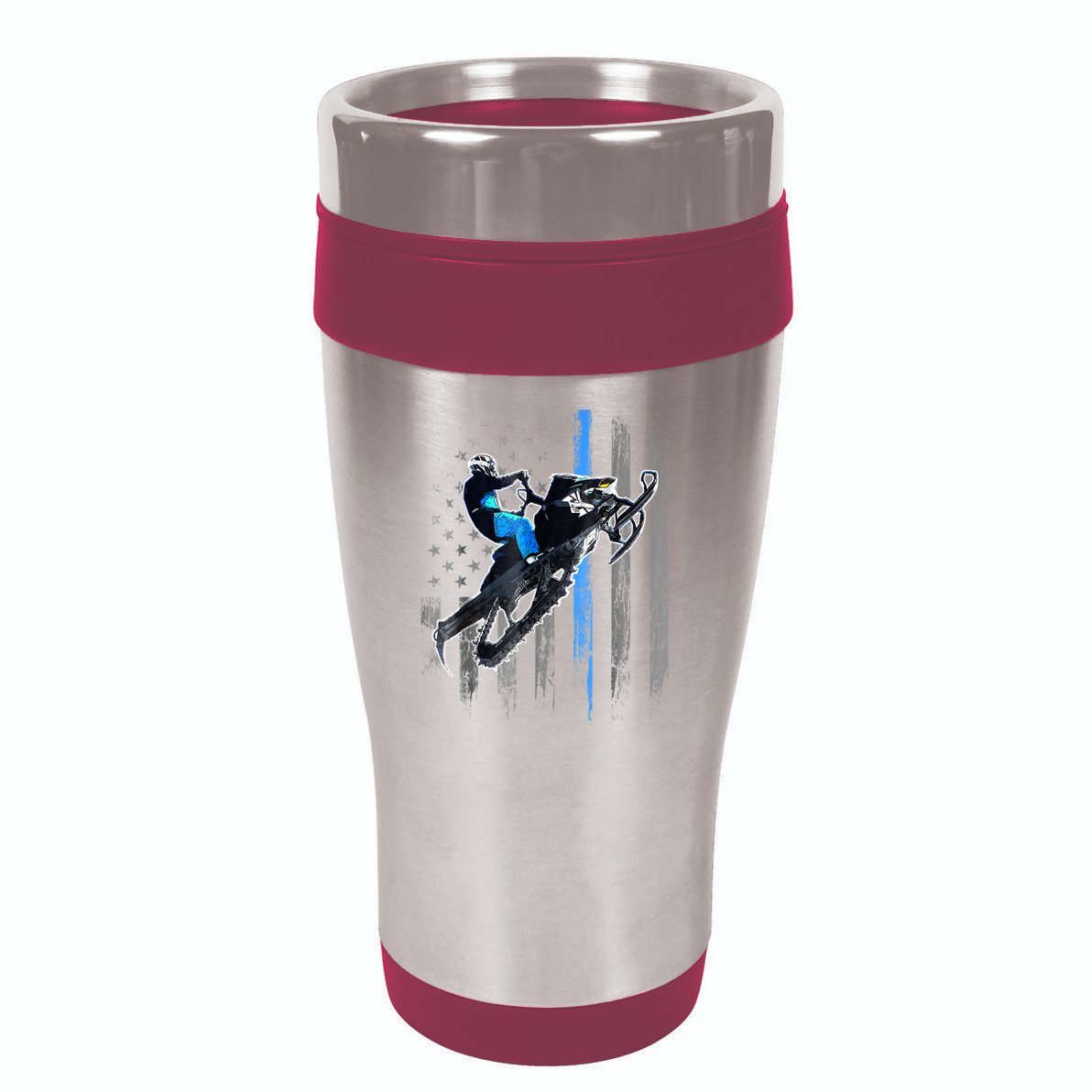 American Flag Snowmobile Shirt Men Snowmobile Riding Gift 16oz Travel Tumbler