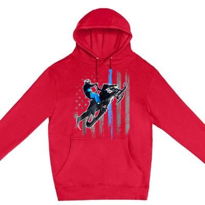 American Flag Snowmobile Shirt Men Snowmobile Riding Gift Premium Pullover Hoodie