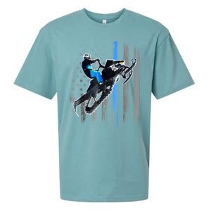 American Flag Snowmobile Shirt Men Snowmobile Riding Gift Sueded Cloud Jersey T-Shirt