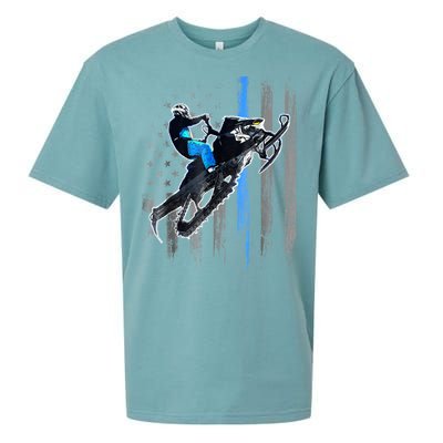 American Flag Snowmobile Shirt Men Snowmobile Riding Gift Sueded Cloud Jersey T-Shirt