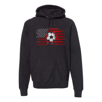 American Flag Soccer Soccer Premium Hoodie