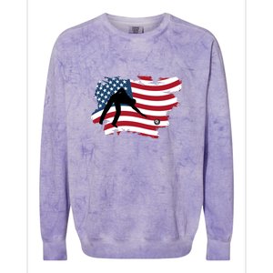 American Flag Snooker Billiards Lover Retro Billiards Dad Gift For Father's Day Colorblast Crewneck Sweatshirt