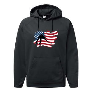 American Flag Snooker Billiards Lover Retro Billiards Dad Gift For Father's Day Performance Fleece Hoodie