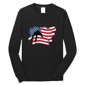 American Flag Snooker Billiards Lover Retro Billiards Dad Gift For Father's Day Long Sleeve Shirt