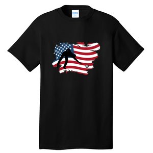 American Flag Snooker Billiards Lover Retro Billiards Dad Gift For Father's Day Tall T-Shirt