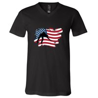 American Flag Snooker Billiards Lover Retro Billiards Dad Gift For Father's Day V-Neck T-Shirt