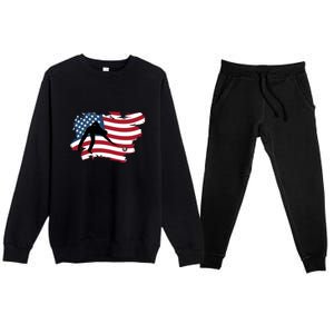 American Flag Snooker Billiards Lover Retro Billiards Dad Gift For Father's Day Premium Crewneck Sweatsuit Set