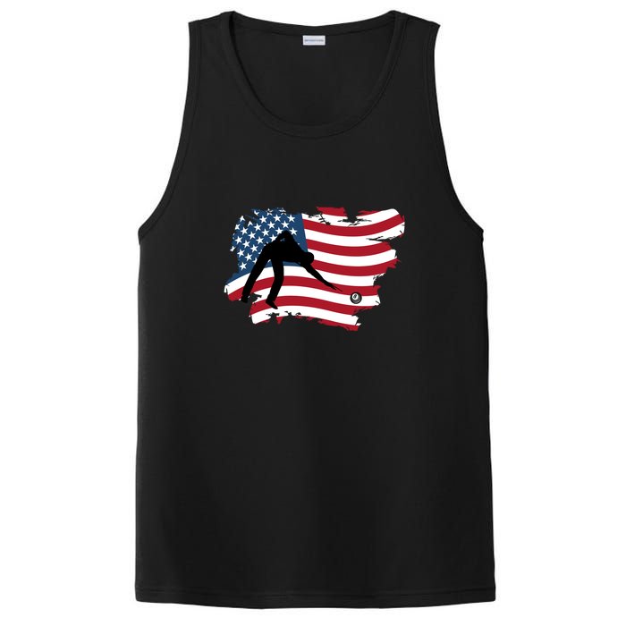 American Flag Snooker Billiards Lover Retro Billiards Dad Gift For Father's Day PosiCharge Competitor Tank