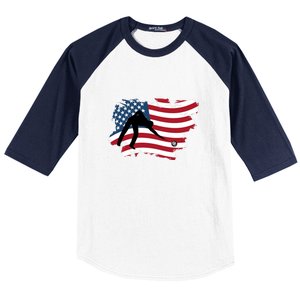 American Flag Snooker Billiards Lover Retro Billiards Dad Gift For Father's Day Baseball Sleeve Shirt