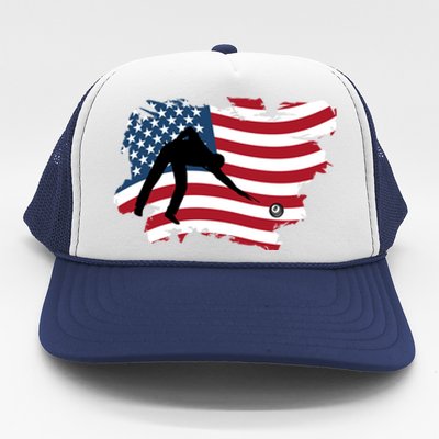 American Flag Snooker Billiards Lover Retro Billiards Dad Gift For Father's Day Trucker Hat