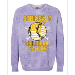 American Flag Strikeout Childhood Cancer Baseball Colorblast Crewneck Sweatshirt