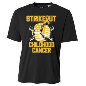 American Flag Strikeout Childhood Cancer Baseball Cooling Performance Crew T-Shirt