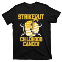 American Flag Strikeout Childhood Cancer Baseball T-Shirt