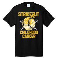 American Flag Strikeout Childhood Cancer Baseball Tall T-Shirt