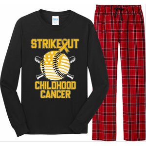 American Flag Strikeout Childhood Cancer Baseball Long Sleeve Pajama Set