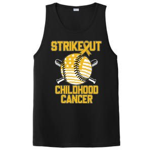 American Flag Strikeout Childhood Cancer Baseball PosiCharge Competitor Tank