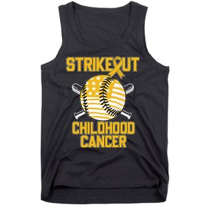 American Flag Strikeout Childhood Cancer Baseball Tank Top