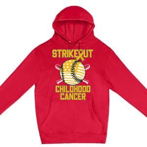 American Flag Strikeout Childhood Cancer Baseball Premium Pullover Hoodie