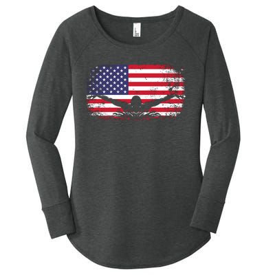 American Flag Swimming USA Women's Perfect Tri Tunic Long Sleeve Shirt