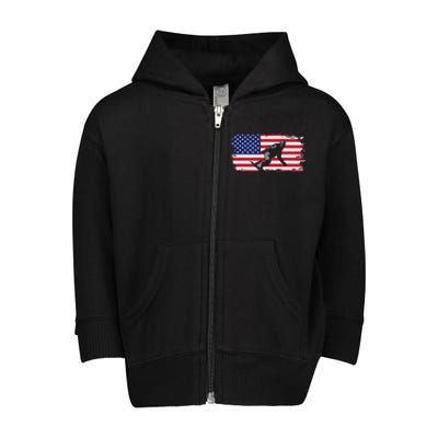 American Flag Snowboard Snowboarding Snowboard  Toddler Zip Fleece Hoodie