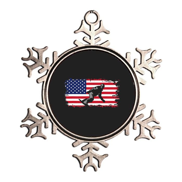 American Flag Snowboard Snowboarding Snowboard  Metallic Star Ornament