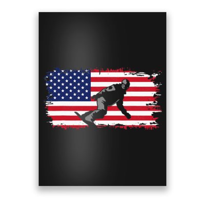 American Flag Snowboard Snowboarding Snowboard  Poster