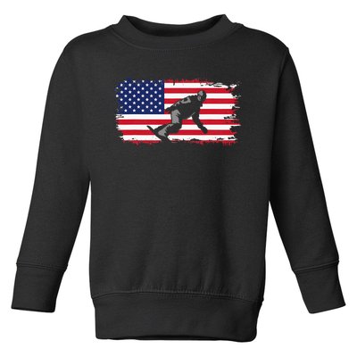 American Flag Snowboard Snowboarding Snowboard  Toddler Sweatshirt