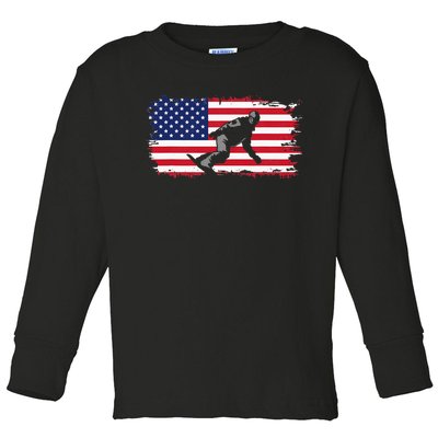 American Flag Snowboard Snowboarding Snowboard  Toddler Long Sleeve Shirt