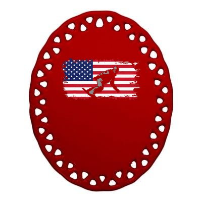 American Flag Snowboard Snowboarding Snowboard  Ceramic Oval Ornament