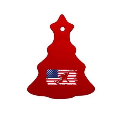 American Flag Snowboard Snowboarding Snowboard  Ceramic Tree Ornament