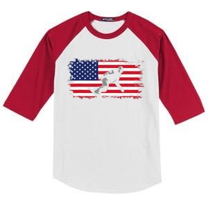 American Flag Snowboard Snowboarding Snowboard  Kids Colorblock Raglan Jersey