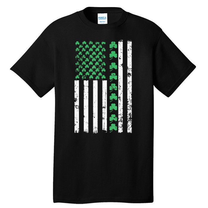 American Flag St Patricks Day Vintage Irish Lucky Tall T-Shirt