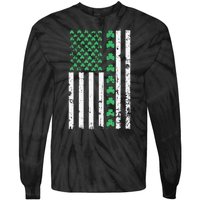 American Flag St Patricks Day Vintage Irish Lucky Tie-Dye Long Sleeve Shirt