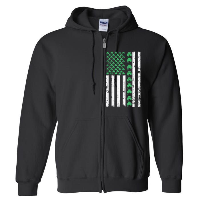 American Flag St Patricks Day Vintage Irish Lucky Full Zip Hoodie