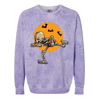 American Football Skeleton Halloween Boy Football Fan Colorblast Crewneck Sweatshirt