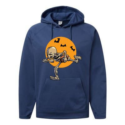 American Football Skeleton Halloween Boy Football Fan Performance Fleece Hoodie