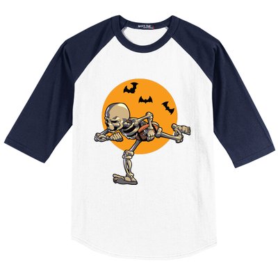 American Football Skeleton Halloween Boy Football Fan Baseball Sleeve Shirt