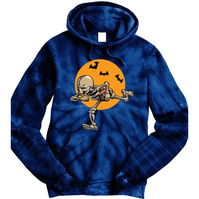 American Football Skeleton Halloween Boy Football Fan Tie Dye Hoodie