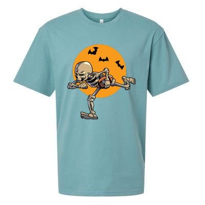 American Football Skeleton Halloween Boy Football Fan Sueded Cloud Jersey T-Shirt