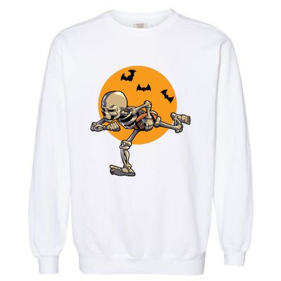 American Football Skeleton Halloween Boy Football Fan Garment-Dyed Sweatshirt