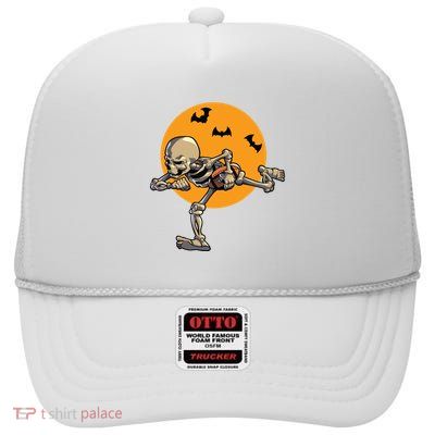 American Football Skeleton Halloween Boy Football Fan High Crown Mesh Back Trucker Hat