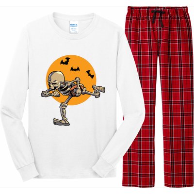 American Football Skeleton Halloween Boy Football Fan Long Sleeve Pajama Set