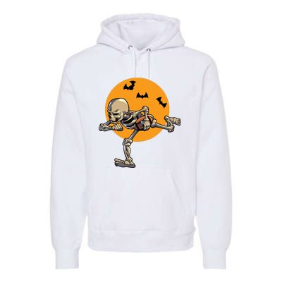 American Football Skeleton Halloween Boy Football Fan Premium Hoodie