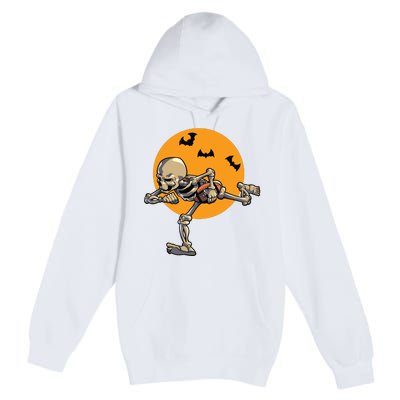 American Football Skeleton Halloween Boy Football Fan Premium Pullover Hoodie