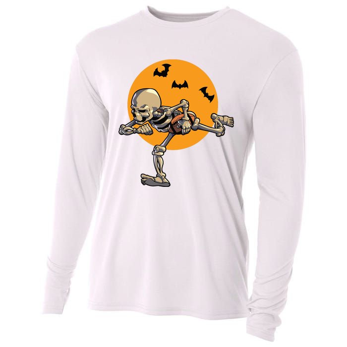 American Football Skeleton Halloween Boy Football Fan Cooling Performance Long Sleeve Crew