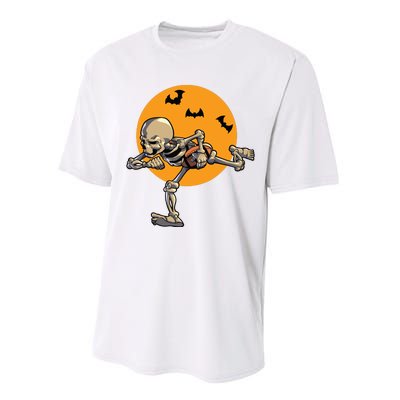 American Football Skeleton Halloween Boy Football Fan Performance Sprint T-Shirt