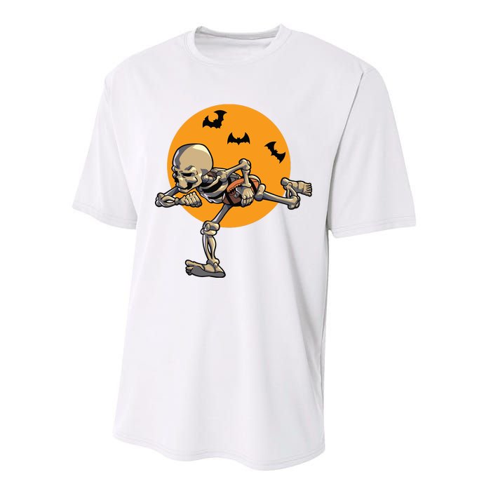 American Football Skeleton Halloween Boy Football Fan Performance Sprint T-Shirt